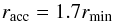 \begin{equation} r_{\mathrm{acc}}=1.7r_{\mathrm{min}} \label{eq:rdisc} \end{equation}