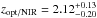 \hbox{$z_{\rm opt/NIR}=2.12^{+0.13}_{-0.20}$}