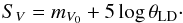 \begin{equation} \label{equ.1} S_{{V}}=m_{V_{\mathrm{0}}}+5\log \theta_{\rm LD}\cdot \end{equation}