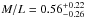 \hbox{$M/L =0.56 ^{+0.22}_{-0.26}$}