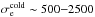 \hbox{$\sigma_\mathrm{e}^\mathrm{cold} \sim 500{-}2500$}