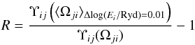 \appendix \setcounter{section}{1} \begin{equation} R = \frac{\Upsilon_{ij}\left(\langle\Omega_{ji}\rangle_{\Delta \mathrm{log}(E_i/\mathrm{Ryd}) = 0.01}\right)}{ \Upsilon_{ij}(\Omega_{ji})} -1\, \label{Eq:rel_error}\vspace*{-1mm} \end{equation}
