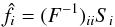 \begin{equation} \label{eq_kc3} \hat{f}_i= (F^{-1})_{ii} S_i \end{equation}