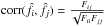 \hbox{${\rm corr}(\hat{f}_i,\hat{f}_j) = \frac{F_{ij}}{\sqrt{F_{ii} F_{jj}} }$}