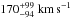 \hbox{$170_{-94}^{+99}~\mathrm{km}\,\mathrm{s}^{-1}$}