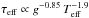 \hbox{$\tau_\mathrm{eff} \propto g^{-0.85}\,T_\mathrm{eff}^{-1.9}$}