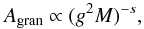 \begin{equation} \label{eq:agran} A_\mathrm{gran} \propto (g^2M)^{-s}, \end{equation}