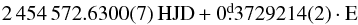 \appendix \setcounter{section}{6} \begin{equation} 2\,454\,572.6300(7) \thinspace {\rm HJD} + 0\fd3729214(2) \cdot {\rm E} \end{equation}