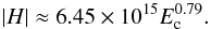 \begin{equation} |H| \approx 6.45 \times 10^{15} E^{0.79}_{\rm c}. \label{bestmhd} \end{equation}