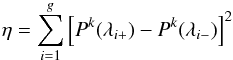 \appendix \setcounter{section}{3} \begin{equation} \eta = \displaystyle{\sum_{i=1}^{g}\left[P^{k}(\lambda_{i+})-P^{k}(\lambda_{i-})\right]^2} \label{eq:smoothcrit} \end{equation}