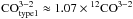 \hbox{${\rm CO}_{\rm type1}^{3-2} \approx 1.07 \times {^{12}{\rm CO^{3-2}}}$}
