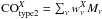 \hbox{${\rm CO}_{\rm type2}^{X} = \sum_{\nu} w^{X}_{\nu} M_{\nu}$}
