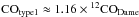 \hbox{${\rm CO}_{\rm type1}\approx 1.16 \times {^{12}{\rm CO}_{\rm Dame}}$}