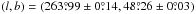 \hbox{$(l,b)=(263\pdeg99 \pm 0\pdeg14, 48\pdeg26 \pm 0\pdeg03)$}
