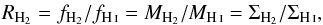 \begin{eqnarray} R_{{\rm H_{2}}} = f_{{\rm H_{2}}} / f_{\ion{H}{I}} = M_{{\rm H_{2}}}/M_{\ion{H}{I}} = \Sigma_{{\rm H_{2}}}/\Sigma_{\ion{H}{I}}, \end{eqnarray}