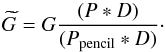 \appendix \setcounter{section}{2} \begin{equation} \Gest = G{(P\ast D)\over(\Ppencil\ast D)}\cdot \end{equation}