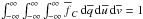 \hbox{$\int_{-\infty}^\infty \int_{-\infty}^\infty \int_{-\infty}^\infty \overline{f}_C \, {\rm d}\overline{q} \, {\rm d}\overline{u} \, {\rm d}\overline{v}=1$}