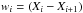 \hbox{$w_i = \left(X_i - X_{i+1}\right)$}