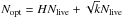 \hbox{$N_\mathrm{opt} = H \nlive + \sqrt{k} \nlive$}