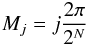 \appendix \setcounter{section}{3} \begin{eqnarray} M_j = j \frac{2\pi}{2^N} \end{eqnarray}