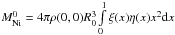 \hbox{$M_{\rm Ni}^0=4 \pi \rho(0,0) R_0^3 \int\limits_0^{1} \xi(x) \eta(x) x^2 {\rm d}x$}