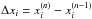 \hbox{$\Delta x_i = x_i^{(n)} - x_i^{(n-1)}$}