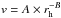 \hbox{$v={A}\times r_{\rm h}^{-B}$}