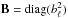 \hbox{$\mathbf{B} = \mathrm{diag}(b^2_\ell)$}