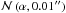 \hbox{$\mathcal{N}\left(\alpha, 0.01{''} \right)$}
