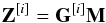 \begin{equation} \bZ^{[i]} = \bG^{[i]} \bM \label{eq:adi:basic} \end{equation}