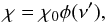 \begin{equation} \chi = \chi_0 \phi(\nu'), \label{obs_frame} \end{equation}