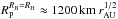 \hbox{$R_{\rm p}^{R_{\rm B}=R_{\rm H}} \approx 1200\,{\rm km}\ \rau^{1/2}$}