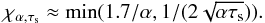 \appendix \setcounter{section}{3} \begin{equation} \chialpha\approx{\rm min}(1.7/\alpha,1/(2\sqrt{\alpha\taus})). \label{eq:chialpha_approx} \end{equation}