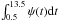 \hbox{$\int_{0.5}^{13.5} \psi(t) {\rm d}t$}