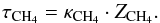 \appendix \setcounter{section}{1} \begin{equation} \tau_{\rm CH_4} = \kappa_{\rm CH_4} \cdot Z_{\rm CH_4} . \end{equation}