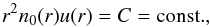 \begin{equation} \label{sol1} r^2n_0(r)u(r)= C= {\rm const.}, \end{equation}