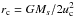\hbox{$r_{\rm c}=GM_s/2u_{\rm c}^2$}