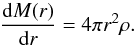 \appendix \setcounter{section}{2} \begin{eqnarray} \frac{{\rm d}M(r)}{{\rm d}r} = 4 \pi r^2 \rho. \label{eq:atmo_cont} \end{eqnarray}