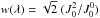 \hbox{$w(\lambda) = \sqrt{2} \; (J^2_0/J^0_0)$}