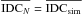 \hbox{$\overline{{\rm IDC}_{N}} = \overline{{\rm IDC}_{\rm sim}}$}