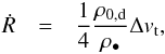 \begin{eqnarray} \dot R &=& \frac{1}{4} \frac{\rho_{\rm 0,d}}{\rho_\bullet} \Delta v_{\rm t}, \label{eq:turb_sweep} \end{eqnarray}