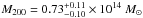\hbox{$M_{200}=0.73_{-0.10}^{+0.11}\times10^{14}~M_{\odot}$}