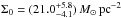 \hbox{$\Sigma_0=(21.0_{-4.1}^{+5.8})\,{M_{\odot}\,\rm pc^{-2}}$}