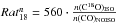 \hbox{${\it Rat}^n_{18}= 560 \cdot \frac{n({\rm C^{18}_{}O})_{\rm ISO}}{n(\rm CO)_{\rm NOISO}}$}