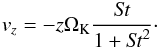 \begin{equation} \label{vsett} v_{{z}} = -z \Omega_{\rm{K}} \frac{\it St}{1+{\it St}^2}\cdot \end{equation}