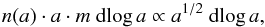 \begin{equation} \label{sizedistr} n(a)\cdot a\cdot m\ {\rm d}{\log}\,a \propto a^{1/2}\ {\rm d}{\log}\,a, \end{equation}