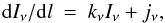 \begin{equation} {\rm d}I_\nu/{\rm d}l ~=~ k_\nu I_\nu + j_\nu , \end{equation}
