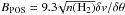 \hbox{$B_{\rm POS}=9.3\!\sqrt{n({\rm H}_{2})}\delta v/\delta\theta$}