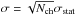 \hbox{$\sigma = \sqrt{N_{\rm ch}} \sigma_{\rm stat}$}