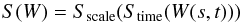 \begin{equation} S(W) = S_{\rm scale}(S_{\rm time}(W(s,t))) \end{equation}
